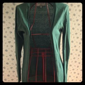Green open cardigan